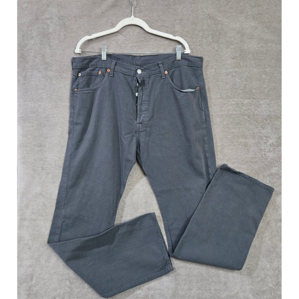 Levis 501 Original Fit Jeans Men 38x34 Gray Straight Leg Denim Button Fly Pants